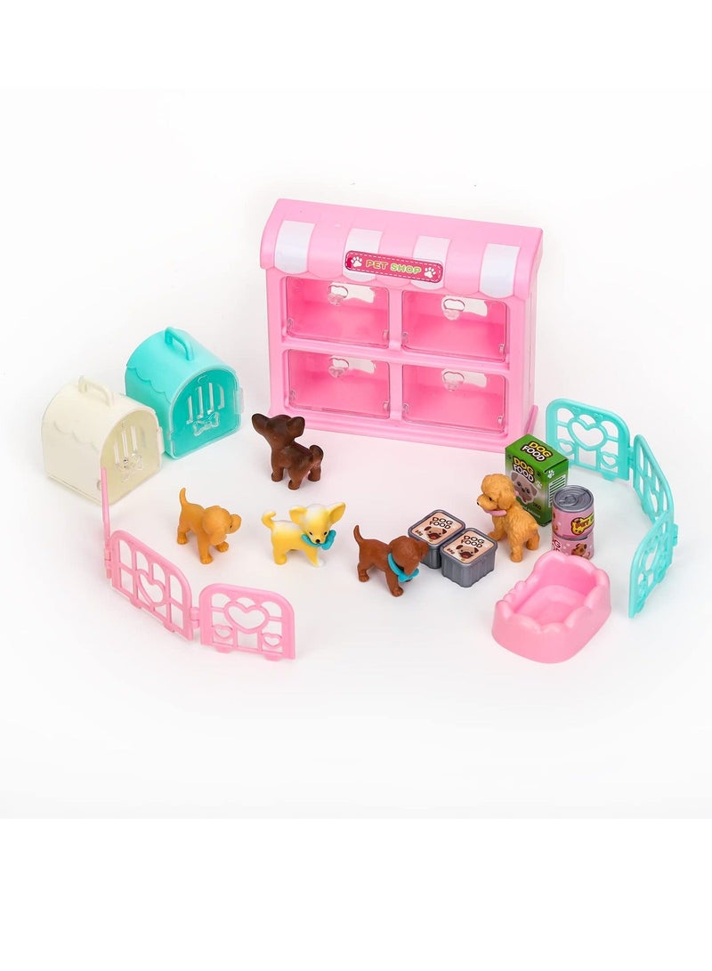 Pet Pretend Educational Play Toys, Pet Pretend Kit for Kids, 32 PCS Dog Figures Playset, Pet Dog Grooming Feeding Toys Play, Gift for Kids Toddlers Boys and Girls - Image 1